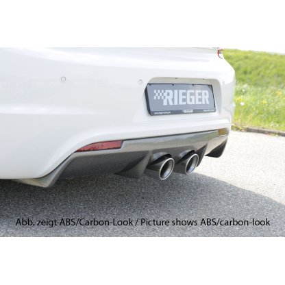 Rieger vložka zadního nárazníku pro R-Line zadní nárazník pro Volkswagen Scirocco R 13 2-dvéř. vč. faceliftu, plast ABS lakovaný do černé lesklé barvy, pro dvojitou koncovku uprostřed 2x100 mm
