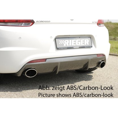 Rieger vložka zadního nárazníku pro R-Line zadní nárazník pro Volkswagen Scirocco R 13 2-dvéř. vč. faceliftu, plast ABS lakovaný do černé lesklé barvy, pro orig. koncovky na obou stranách