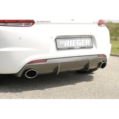 Rieger vložka zadního nárazníku pro R-Line zadní nárazník pro Volkswagen Scirocco R 13 2-dvéř. vč. faceliftu, plast ABS s povrchovou úpravou Carbon-Look, pro orig. koncovky na obou stranách