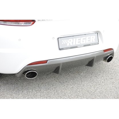 Rieger vložka zadního nárazníku pro R-Line zadní nárazník pro Volkswagen Scirocco R 13 2-dvéř. vč. faceliftu, plast ABS s povrchovou úpravou Carbon-Look, pro orig. koncovky na obou stranách