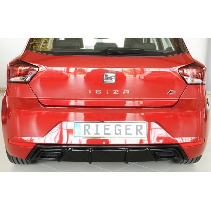 Rieger vložka zadního nárazníku pro Seat Ibiza FR KJ 5-dvéř., plast ABS lakovaný do černé lesklé barvy, pro orig. výfukový systém