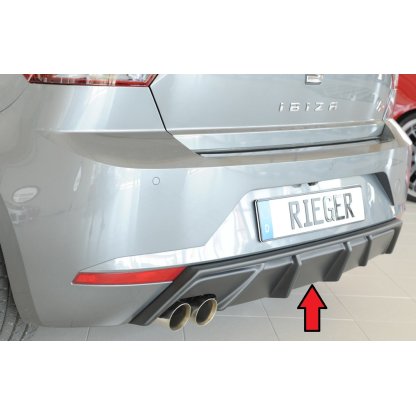 Rieger vložka zadního nárazníku pro Seat Ibiza KJ 5-dvéř., plast ABS bez povrchové úpravy, pro dvojitou koncovku vlevo 2x76 mm