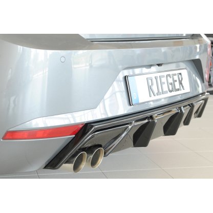 Rieger vložka zadního nárazníku pro Seat Ibiza KJ 5-dvéř., plast ABS lakovaný do černé lesklé barvy, pro dvojitou koncovku vlevo 2x76 mm