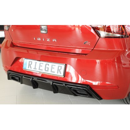 Rieger vložka zadního nárazníku pro Seat Ibiza KJ 5-dvéř., plast ABS lakovaný do černé lesklé barvy, pro orig. výfukový systém