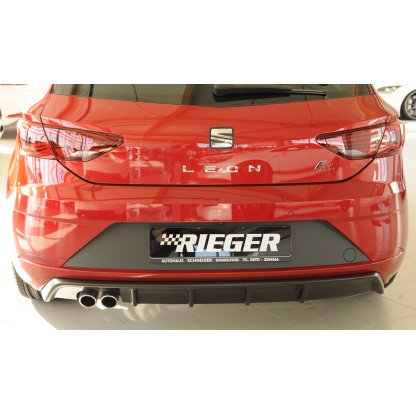 Rieger vložka zadního nárazníku pro Seat Leon FR 5F 3-dvéř. (sc), 5-dvéř. po faceliftu, plast ABS bez povrchové úpravy, pro dvojitou koncovku vlevo