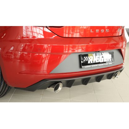 Rieger vložka zadního nárazníku pro Seat Leon FR 5F 3-dvéř. (sc), 5-dvéř. po faceliftu, plast ABS bez povrchové úpravy, pro sportovní koncovky na obou stranách 100 mm