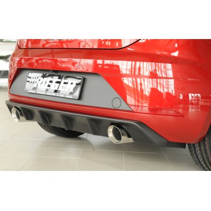 Rieger vložka zadního nárazníku pro Seat Leon FR 5F 3-dvéř. (sc), 5-dvéř. po faceliftu, plast ABS bez povrchové úpravy, pro sportovní koncovky na obou stranách 100 mm