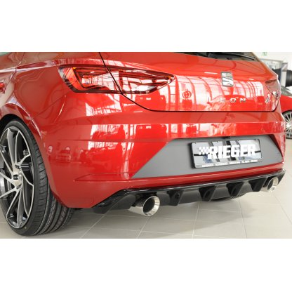 Rieger vložka zadního nárazníku pro Seat Leon FR 5F 3-dvéř. (sc), 5-dvéř. po faceliftu, plast ABS lakovaný do černé lesklé barvy, pro sportovní koncovky na obou stranách 100 mm