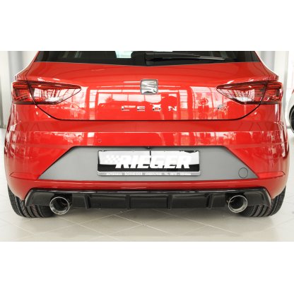 Rieger vložka zadního nárazníku pro Seat Leon FR 5F 3-dvéř. (sc), 5-dvéř. po faceliftu, plast ABS lakovaný do černé lesklé barvy, pro sportovní koncovky na obou stranách 100 mm