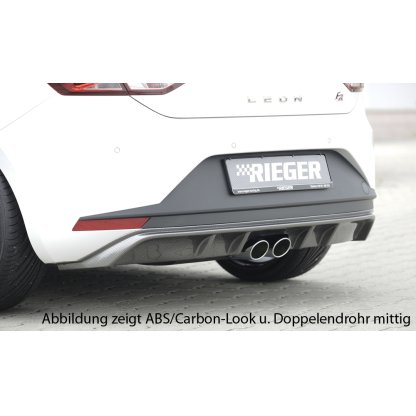 Rieger vložka zadního nárazníku pro Seat Leon FR 5F 3-dvéř. (sc), 5-dvéř. před faceliftem, plast ABS bez povrchové úpravy, pro dvojité koncovky na obou stranách