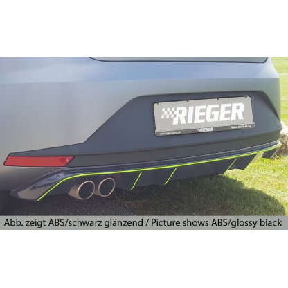 Rieger vložka zadního nárazníku pro Seat Leon FR 5F 3-dvéř. (sc), 5-dvéř. před faceliftem, plast ABS bez povrchové úpravy, pro dvojitou koncovku vlevo