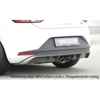 Rieger vložka zadního nárazníku pro Seat Leon FR 5F 3-dvéř. (sc), 5-dvéř. před faceliftem, plast ABS lakovaný do černé lesklé barvy, pro dvojité koncovky na obou stranách