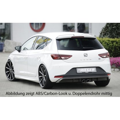 Rieger vložka zadního nárazníku pro Seat Leon FR 5F 3-dvéř. (sc), 5-dvéř. před faceliftem, plast ABS lakovaný do černé lesklé barvy, pro dvojité koncovky na obou stranách
