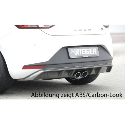 Rieger vložka zadního nárazníku pro Seat Leon FR 5F 3-dvéř. (sc), 5-dvéř. před faceliftem, plast ABS lakovaný do černé lesklé barvy, pro dvojitou koncovku uprostřed