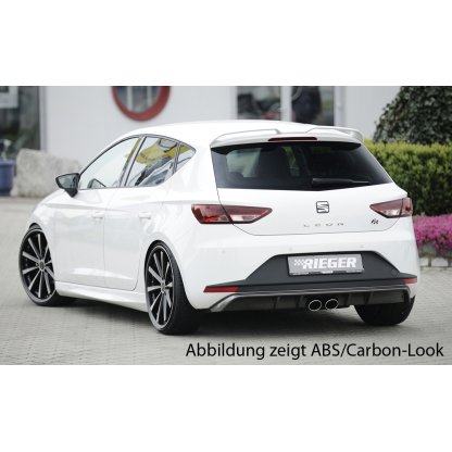 Rieger vložka zadního nárazníku pro Seat Leon FR 5F 3-dvéř. (sc), 5-dvéř. před faceliftem, plast ABS lakovaný do černé lesklé barvy, pro dvojitou koncovku uprostřed
