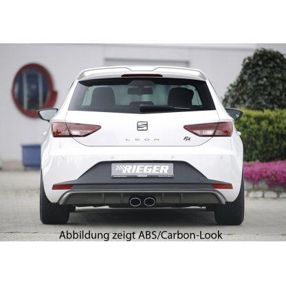 Rieger vložka zadního nárazníku pro Seat Leon FR 5F 3-dvéř. (sc), 5-dvéř. před faceliftem, plast ABS lakovaný do černé lesklé barvy, pro dvojitou koncovku uprostřed