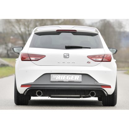 Rieger vložka zadního nárazníku pro Seat Leon FR 5F 3-dvéř. (sc), 5-dvéř. před faceliftem, plast ABS lakovaný do černé lesklé barvy, pro sportovní koncovky na obou stranách 100 mm