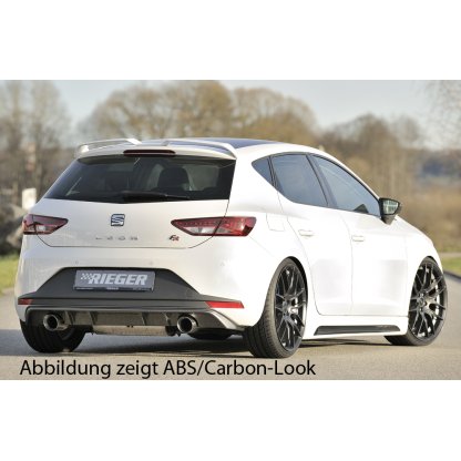 Rieger vložka zadního nárazníku pro Seat Leon FR 5F 3-dvéř. (sc), 5-dvéř. před faceliftem, plast ABS lakovaný do černé lesklé barvy, pro sportovní koncovky na obou stranách 100 mm