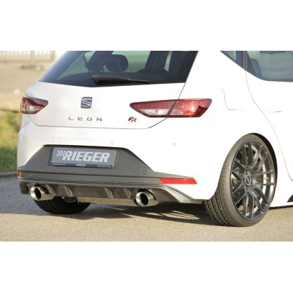 Rieger vložka zadního nárazníku pro Seat Leon FR 5F 3-dvéř. (sc), 5-dvéř. před faceliftem, plast ABS s povrchovou úpravou Carbon-Look, pro sportovní koncovky na obou stranách 100 mm