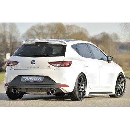 Rieger vložka zadního nárazníku pro Seat Leon FR 5F 3-dvéř. (sc), 5-dvéř. před faceliftem, plast ABS s povrchovou úpravou Carbon-Look, pro sportovní koncovky na obou stranách 100 mm