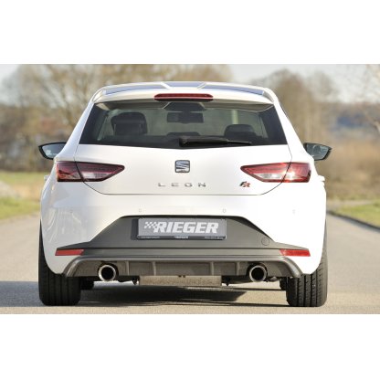 Rieger vložka zadního nárazníku pro Seat Leon FR 5F 3-dvéř. (sc), 5-dvéř. před faceliftem, plast ABS s povrchovou úpravou Carbon-Look, pro sportovní koncovky na obou stranách 100 mm