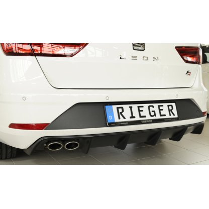 Rieger vložka zadního nárazníku pro Seat Leon FR 5F 5-dvéř. (ST/Combi) po faceliftu, plast ABS bez povrchové úpravy, pro dvojitou koncovku vlevo