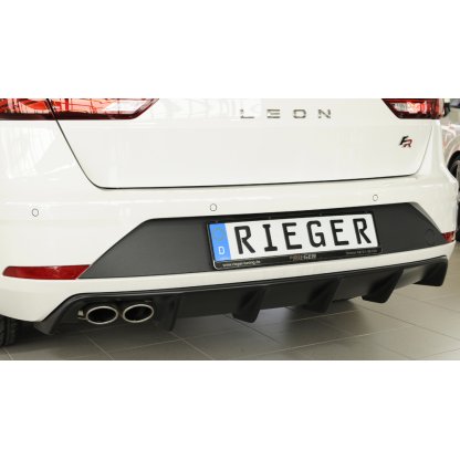 Rieger vložka zadního nárazníku pro Seat Leon FR 5F 5-dvéř. (ST/Combi) po faceliftu, plast ABS bez povrchové úpravy, pro dvojitou koncovku vlevo