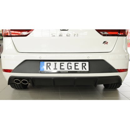 Rieger vložka zadního nárazníku pro Seat Leon FR 5F 5-dvéř. (ST/Combi) po faceliftu, plast ABS bez povrchové úpravy, pro dvojitou koncovku vlevo