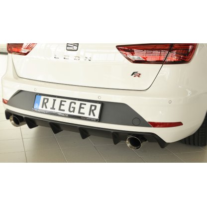 Rieger vložka zadního nárazníku pro Seat Leon FR 5F 5-dvéř. (ST/Combi) po faceliftu, plast ABS bez povrchové úpravy, pro sportovní koncovky na obou stranách 100 mm