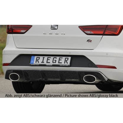Rieger vložka zadního nárazníku pro Seat Leon FR 5F 5-dvéř. (ST/Combi) po faceliftu, plast ABS bez povrchové úpravy, pro sportovní koncovky na obou stranách 152x95 mm