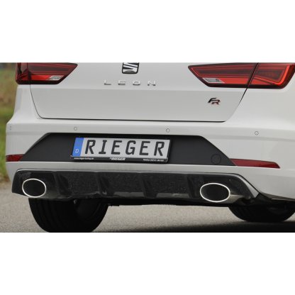 Rieger vložka zadního nárazníku pro Seat Leon FR 5F 5-dvéř. (ST/Combi) po faceliftu, plast ABS lakovaný do černé lesklé barvy, pro sport. koncovky na obou stranách 152x95mm