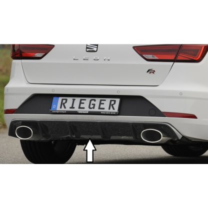 Rieger vložka zadního nárazníku pro Seat Leon FR 5F 5-dvéř. (ST/Combi) po faceliftu, plast ABS lakovaný do černé lesklé barvy, pro sportovní koncovky na obou stranách 152x95 mm
