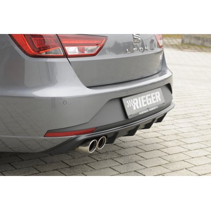 Rieger vložka zadního nárazníku pro Seat Leon FR 5F 5-dvéř. (ST/Combi) před faceliftem, plast ABS bez povrchové úpravy, pro dvojitou koncovku vlevo