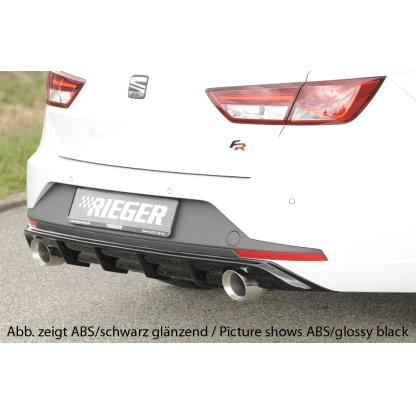 Rieger vložka zadního nárazníku pro Seat Leon FR 5F 5-dvéř. (ST/Combi) před faceliftem, plast ABS bez povrchové úpravy, pro sportovní koncovky na obou stranách 100 mm