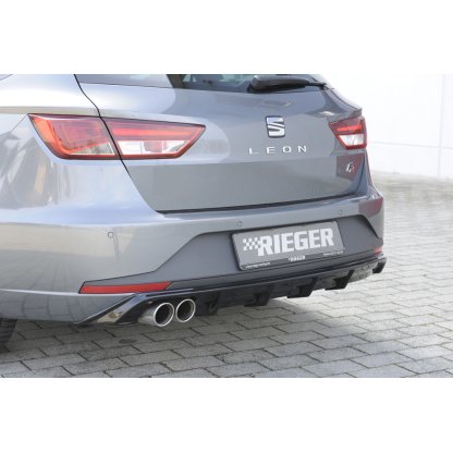 Rieger vložka zadního nárazníku pro Seat Leon FR 5F 5-dvéř. (ST/Combi) před faceliftem, plast ABS lakovaný do černé lesklé barvy, pro dvojitou koncovku vlevo