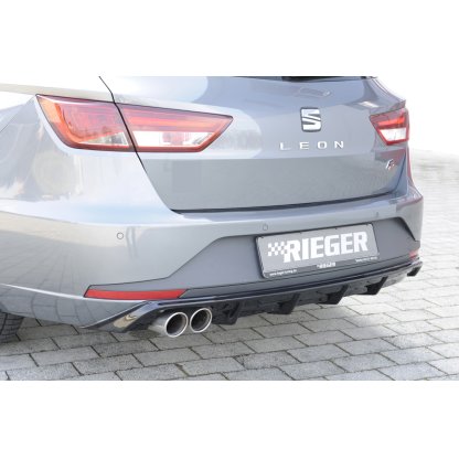 Rieger vložka zadního nárazníku pro Seat Leon FR 5F 5-dvéř. (ST/Combi) před faceliftem, plast ABS lakovaný do černé lesklé barvy, pro dvojitou koncovku vlevo