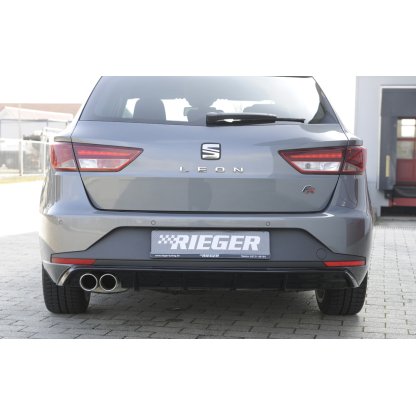 Rieger vložka zadního nárazníku pro Seat Leon FR 5F 5-dvéř. (ST/Combi) před faceliftem, plast ABS lakovaný do černé lesklé barvy, pro dvojitou koncovku vlevo