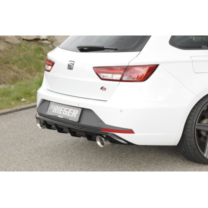 Rieger vložka zadního nárazníku pro Seat Leon FR 5F 5-dvéř. (ST/Combi) před faceliftem, plast ABS lakovaný do černé lesklé barvy, pro sportovní koncovky na obou stranách 100 mm