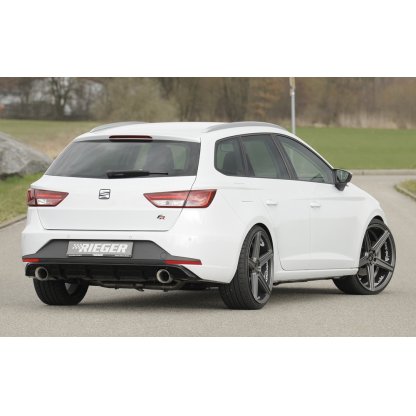 Rieger vložka zadního nárazníku pro Seat Leon FR 5F 5-dvéř. (ST/Combi) před faceliftem, plast ABS lakovaný do černé lesklé barvy, pro sportovní koncovky na obou stranách 100 mm
