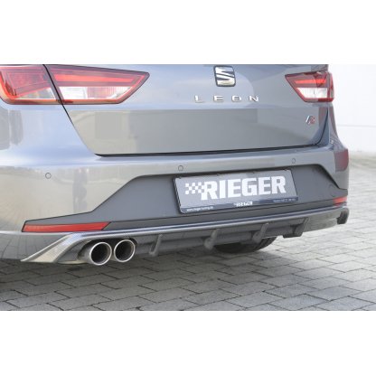 Rieger vložka zadního nárazníku pro Seat Leon FR 5F 5-dvéř. (ST/Combi) před faceliftem, plast ABS s povrchovou úpravou Carbon-Look, pro dvojitou koncovku vlevo