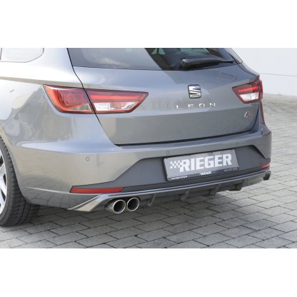 Rieger vložka zadního nárazníku pro Seat Leon FR 5F 5-dvéř. (ST/Combi) před faceliftem, plast ABS s povrchovou úpravou Carbon-Look, pro dvojitou koncovku vlevo