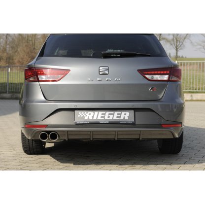 Rieger vložka zadního nárazníku pro Seat Leon FR 5F 5-dvéř. (ST/Combi) před faceliftem, plast ABS s povrchovou úpravou Carbon-Look, pro dvojitou koncovku vlevo