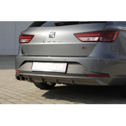 Rieger vložka zadního nárazníku pro Seat Leon FR 5F 5-dvéř. (ST/Combi) před faceliftem, plast ABS s povrchovou úpravou Carbon-Look, pro dvojitou koncovku vlevo