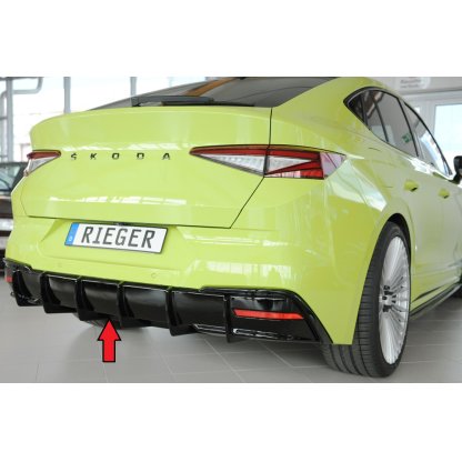 Rieger vložka zadního nárazníku pro Škoda Enyaq iV RS SUV (5AZ), plast ABS lakovaný do černé lesklé barvy, pro vozy s tažným zařízením
