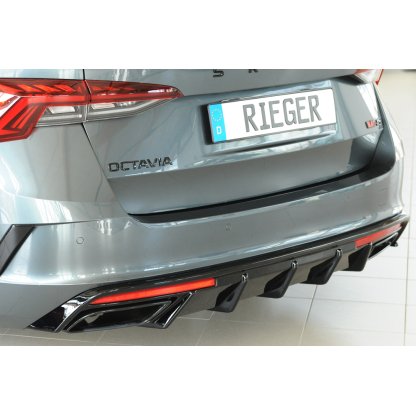 Rieger vložka zadního nárazníku pro Škoda Octavia RS NX combi, plast ABS lakovaný do černé lesklé barvy, pro vozy s tažným zařízením