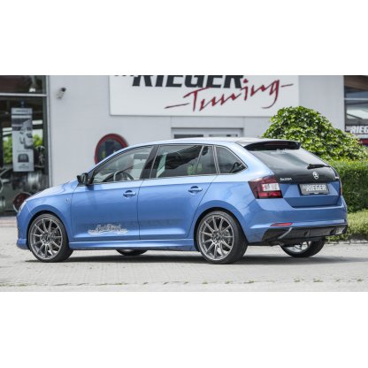 Rieger vložka zadního nárazníku pro Škoda Rapid NH spaceback vč. faceliftu, plast ABS lakovaný do černé lesklé barvy, pro vozy s tažným zařízením