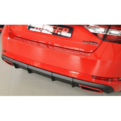 Rieger vložka zadního nárazníku pro Škoda Superb III 3T, 3V combi, sedan vč. faceliftu, plast ABS bez povrchové úpravy, 2.0 TSI (200/206kW), bez tažného zařízení