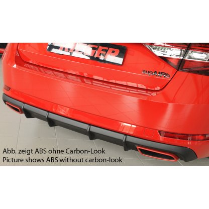 Rieger vložka zadního nárazníku pro Škoda Superb III 3T, 3V combi, sedan vč. faceliftu, plast ABS s povrchovou úpravou Carbon-Look, 2.0 TSI (200/206kW), pro vozy bez tažného zařízení