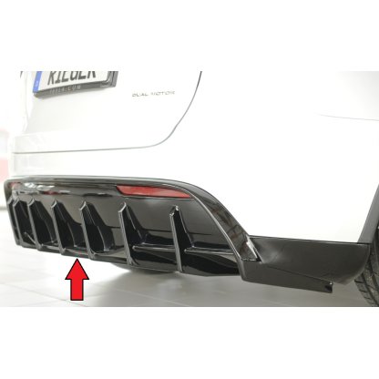 Rieger vložka zadního nárazníku pro Tesla Model Y 003, plast ABS lakovaný do černé lesklé barvy, s tažným zařízením