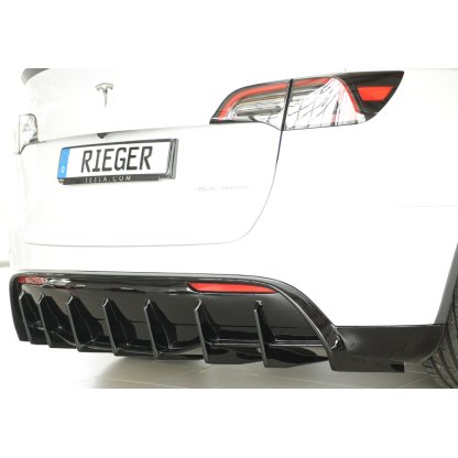 Rieger vložka zadního nárazníku pro Tesla Model Y 003, plast ABS lakovaný do černé lesklé barvy, s tažným zařízením